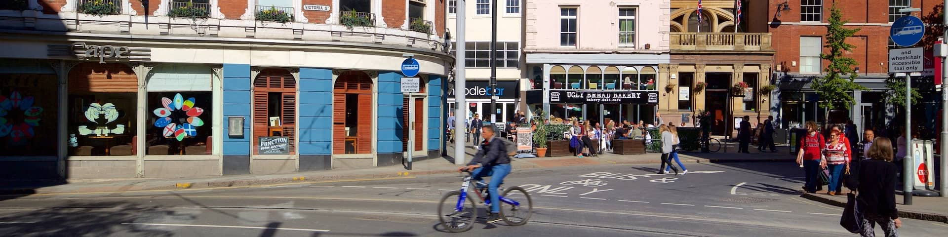 Lace Market showing a city, road cycling and street scenes