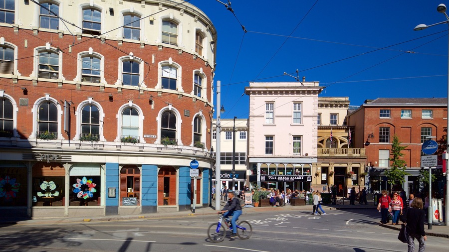 Lace Market featuring road cycling, a city and street scenes