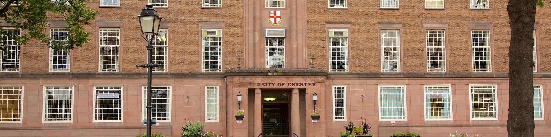 University of Chester showing an administrative buidling and heritage elements