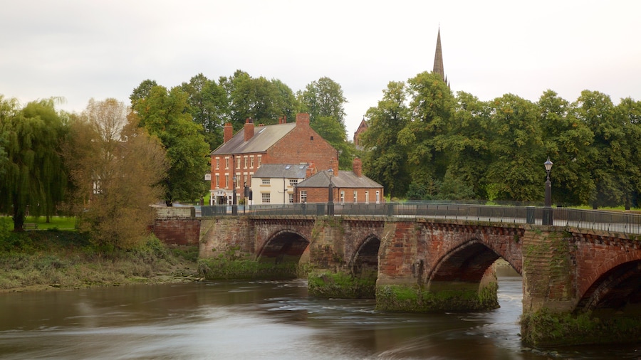 Old Dee Bridge toont historisch erfgoed, een rivier of beek en een brug