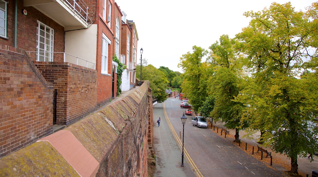 Chester City Walls welches beinhaltet Straßenszenen und Geschichtliches