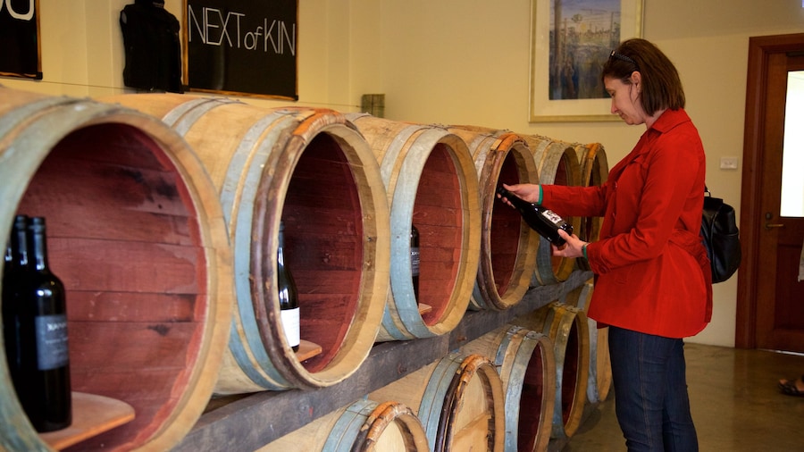 Azienda vinicola Xanadu che include segnaletica e vista interna cosi come ragazza