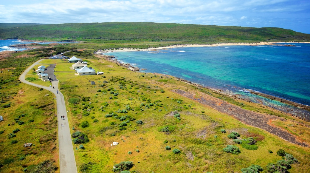 Cape Leeuwin Lighthouse showing street scenes, a small town or village and a beach
