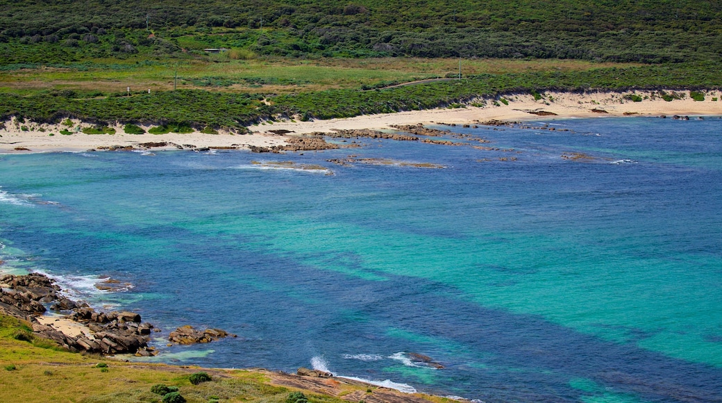 Cape Leeuwin Lighthouse featuring rocky coastline