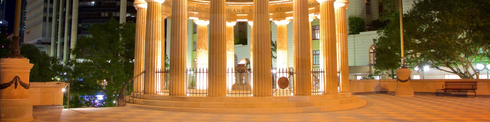 ANZAC Square War Memorial featuring a skyscraper, a city and views
