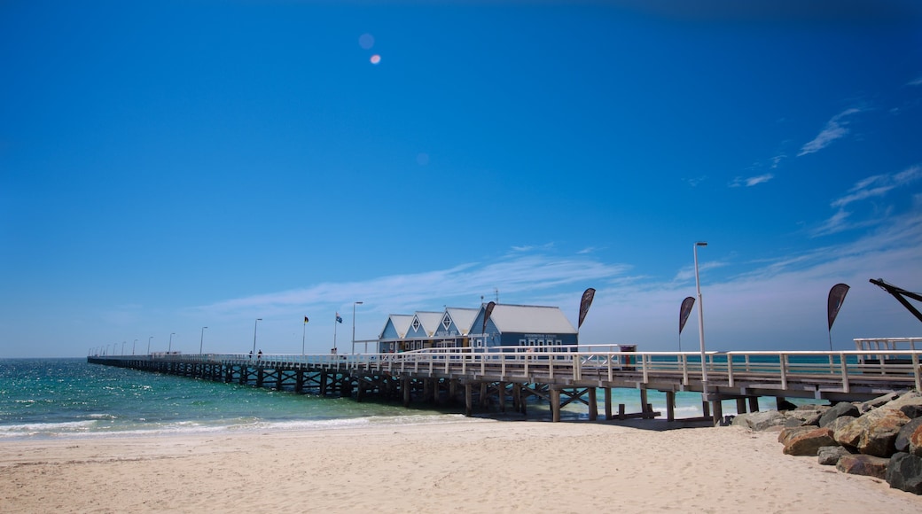 Busselton Jetty showing a sandy beach