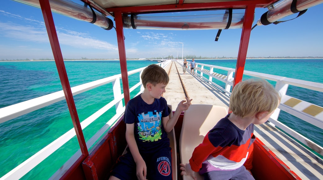 Busselton Jetty which includes general coastal views as well as children