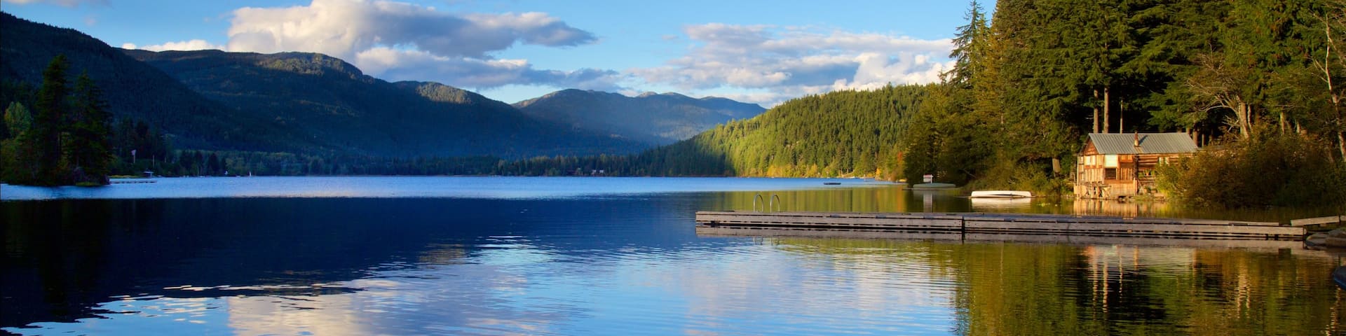 Estación de esquí de Whistler que incluye un lago o abrevadero, vistas de paisajes y escenas forestales