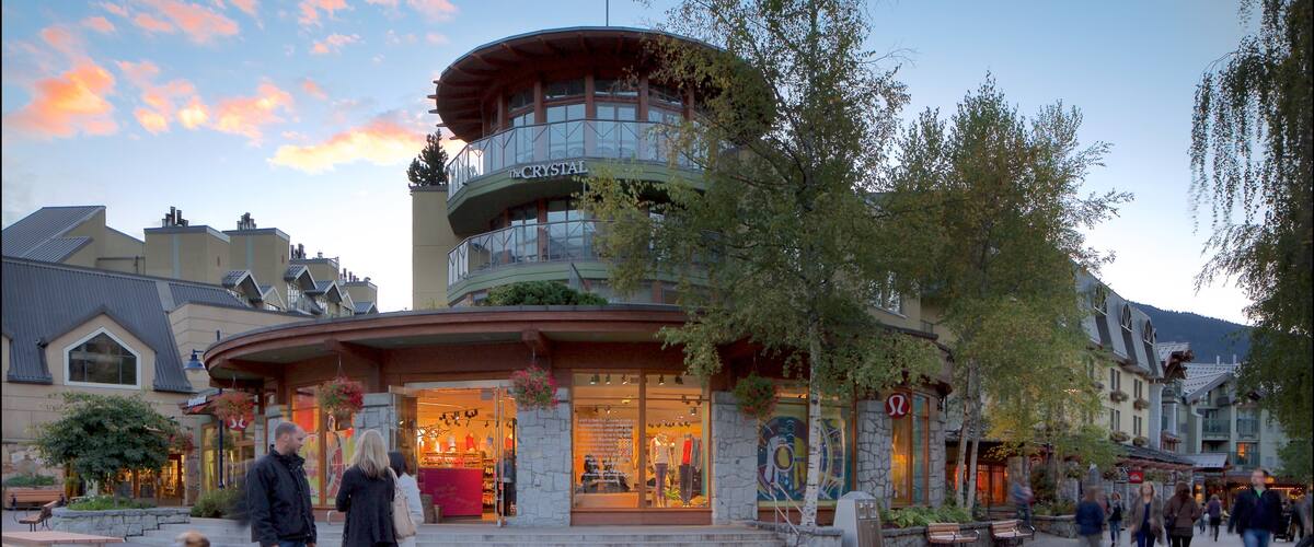 Whistler Blackcomb Ski Resort featuring a luxury hotel or resort, a square or plaza and a sunset