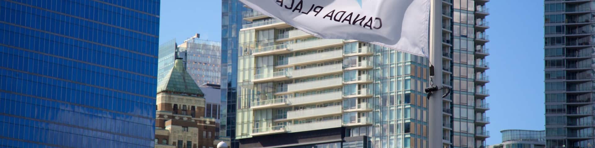Canada Place which includes modern architecture, heritage architecture and a city