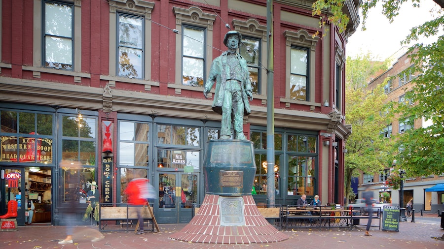 Gastown caratteristiche di strade, statua o scultura e architettura d\'epoca