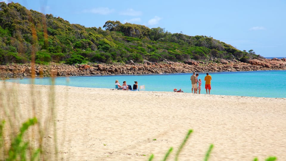 Naturaliste showing a sandy beach, rocky coastline and a bay or harbour