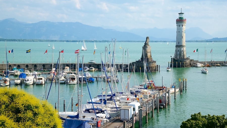 Baden-Wuerttemberg showing a lighthouse, a bay or harbour and a marina