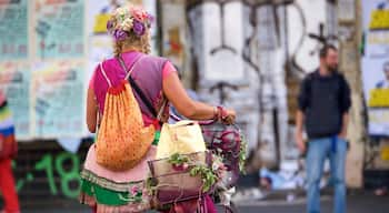 Kreuzberg showing outdoor art as well as an individual female