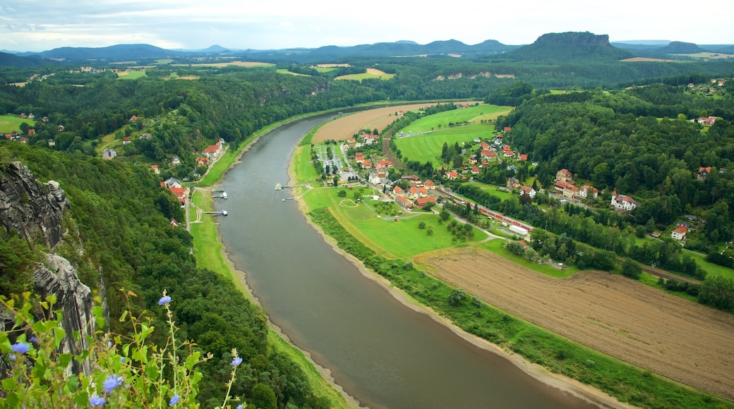 Bad Schandau showing a small town or village, farmland and a river or creek