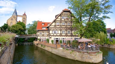 Esslingen which includes a river or creek and outdoor eating