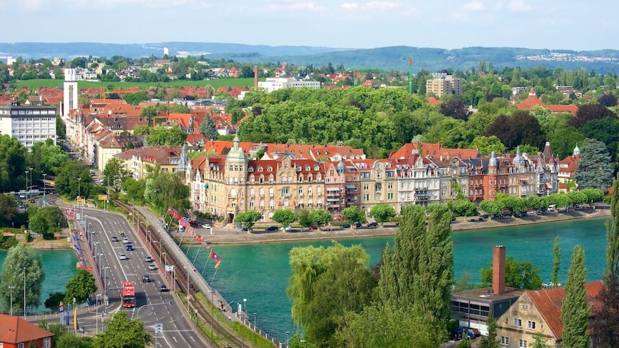 Constance showing a river or creek and a city