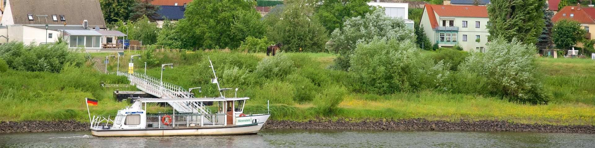 Pirna mit einem Fluss oder Bach