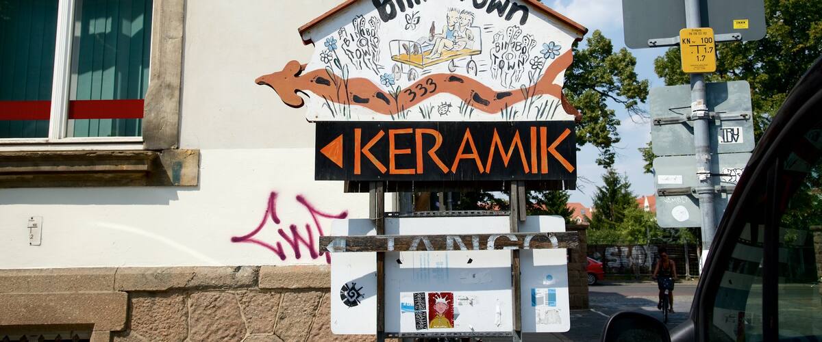 Leipziger Baumwollspinnerei featuring signage