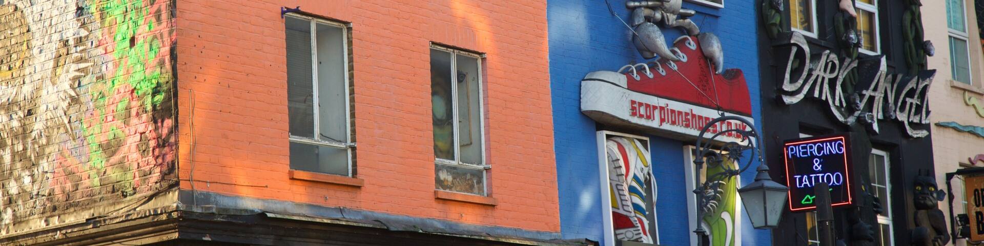 Camden High Street showing signage