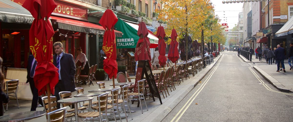 Marylebone High Street which includes street scenes and autumn leaves