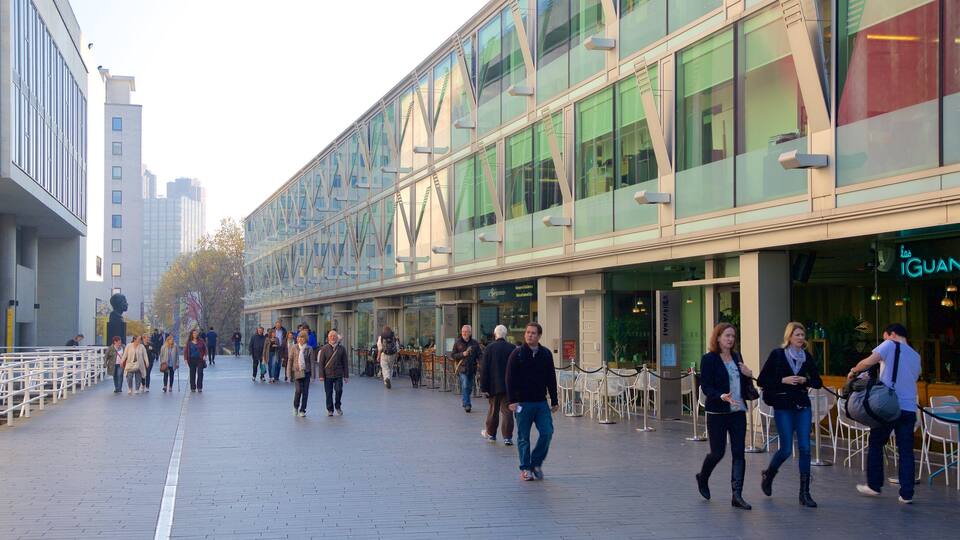 South Bank featuring a city as well as a large group of people