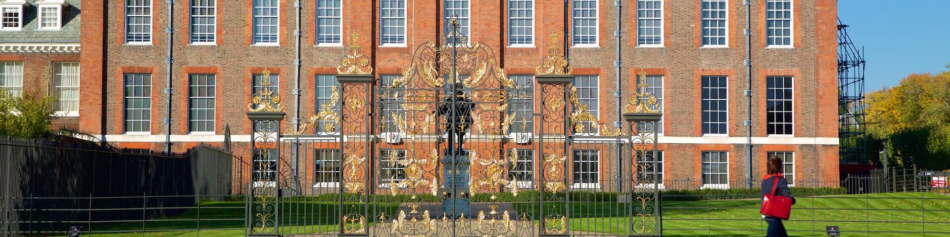 Kensington Palace featuring heritage architecture and a castle as well as an individual female