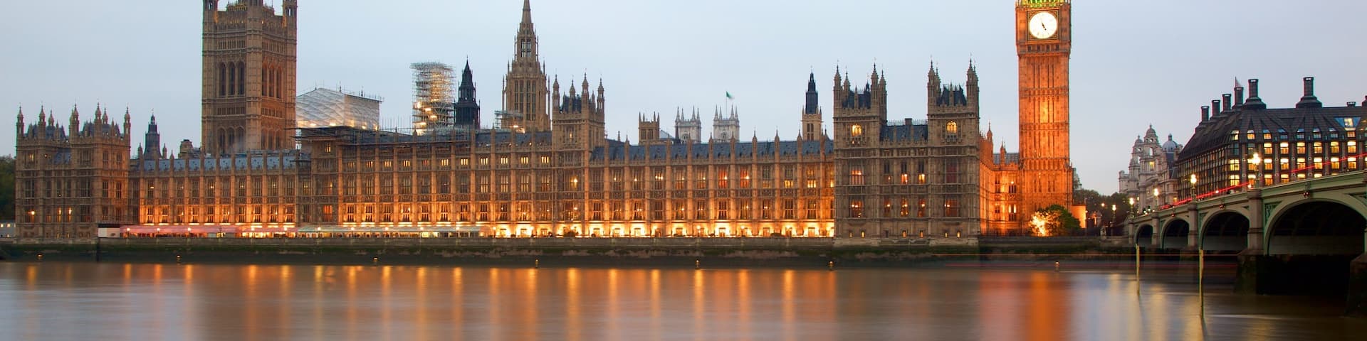 Houses of Parliament showing a river or creek, a monument and heritage architecture