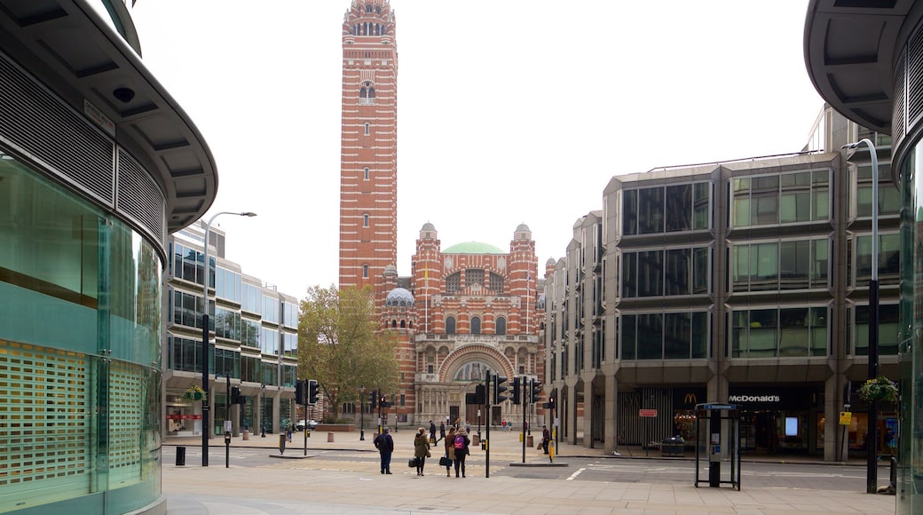 Westminster Cathedral which includes a church or cathedral, a city and heritage architecture