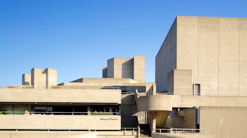 Royal National Theatre showing modern architecture and theater scenes