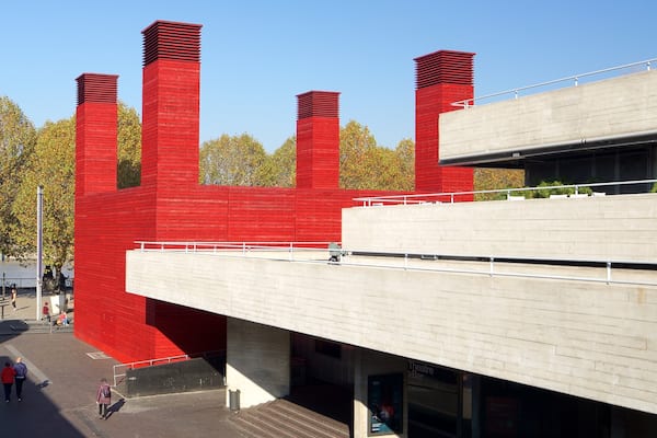 Royal National Theatre which includes modern architecture and theatre scenes