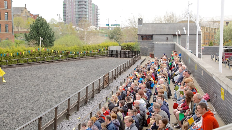 Royal Armouries featuring performance art as well as a large group of people