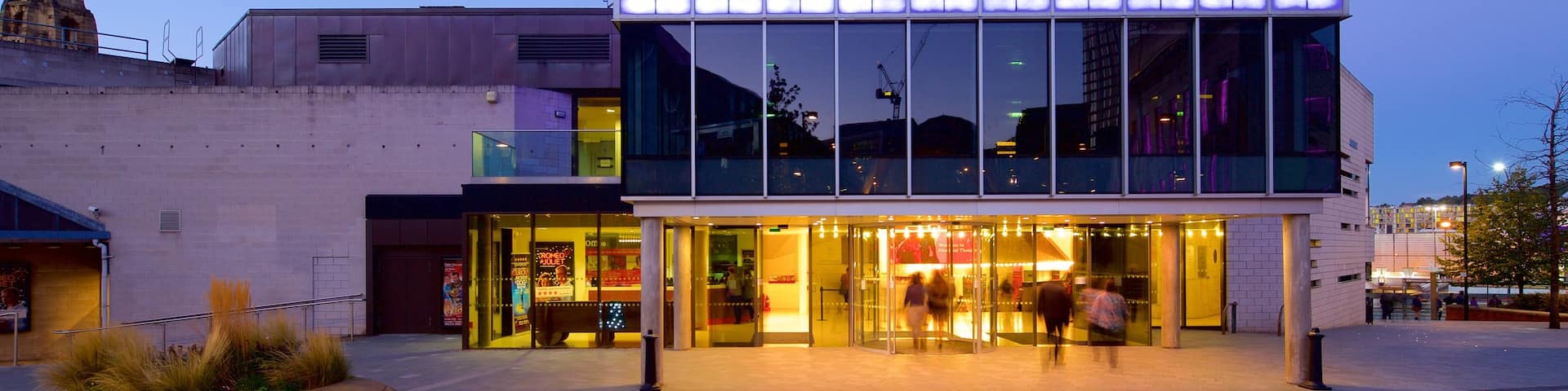Crucible Theatre showing signage, theater scenes and night scenes