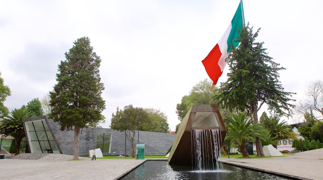 Mexico City which includes a pond, a garden and a statue or sculpture