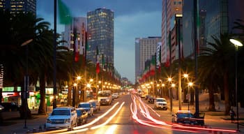 Reforma which includes a city, night scenes and central business district