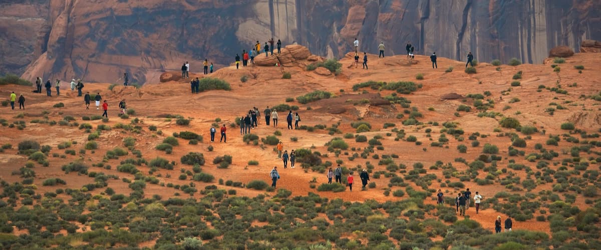 Horseshoe Bend featuring desert views, tranquil scenes and a gorge or canyon
