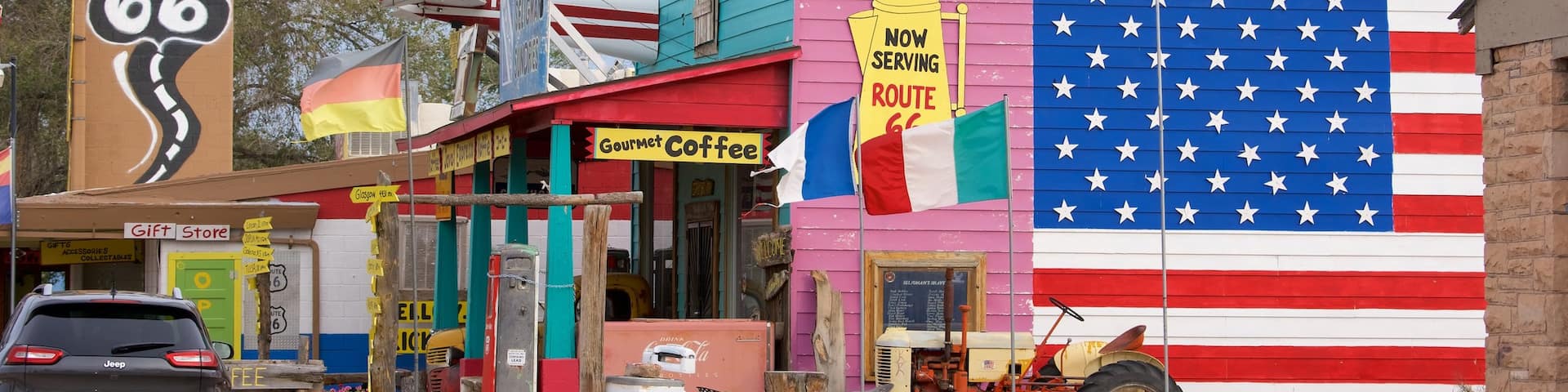 Seligman featuring outdoor art and signage