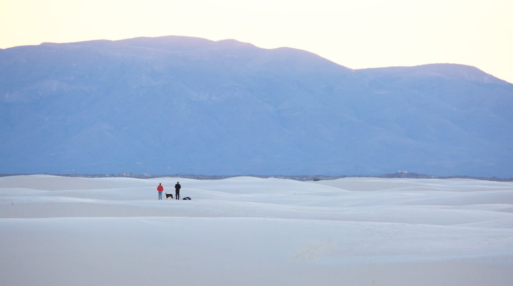 White Sands National Monument featuring mountains and a sandy beach