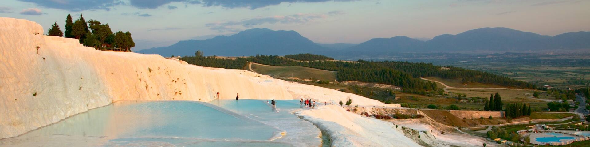 Turkey showing a pool, snow and a sunset
