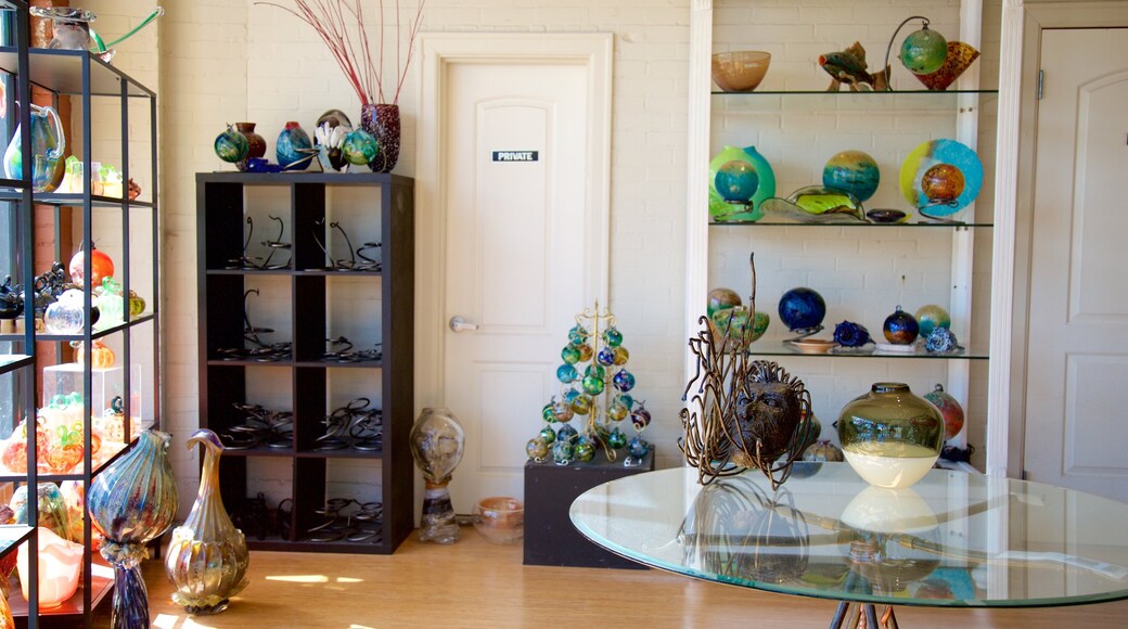 Jennifer Sears Glass Art Studio which includes interior views, art and shopping