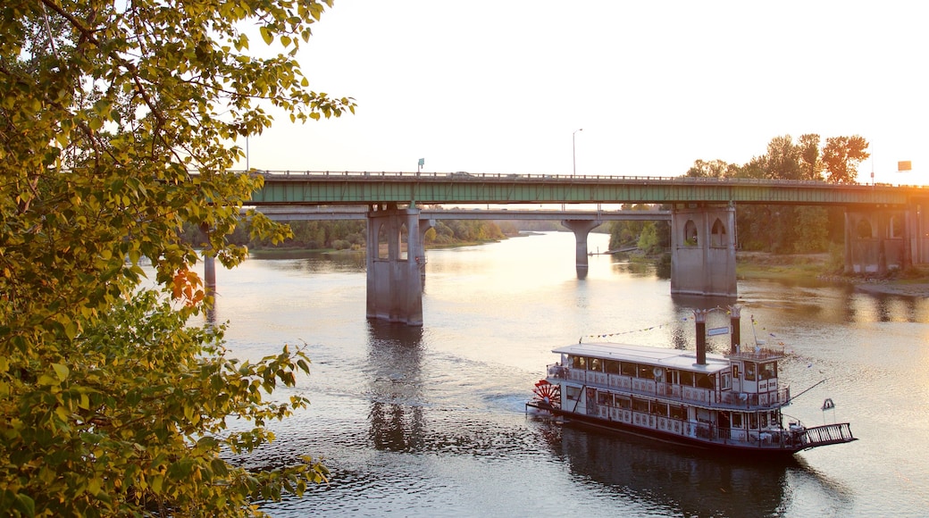 Salem showing boating, a bridge and a river or creek