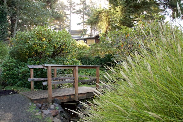 Connie Hansen Garden featuring a garden and a bridge