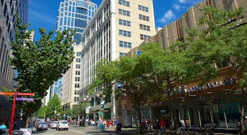 Downtown Seattle featuring street scenes and central business district