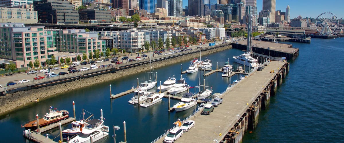 Seattle Waterfront featuring boating, sailing and city views