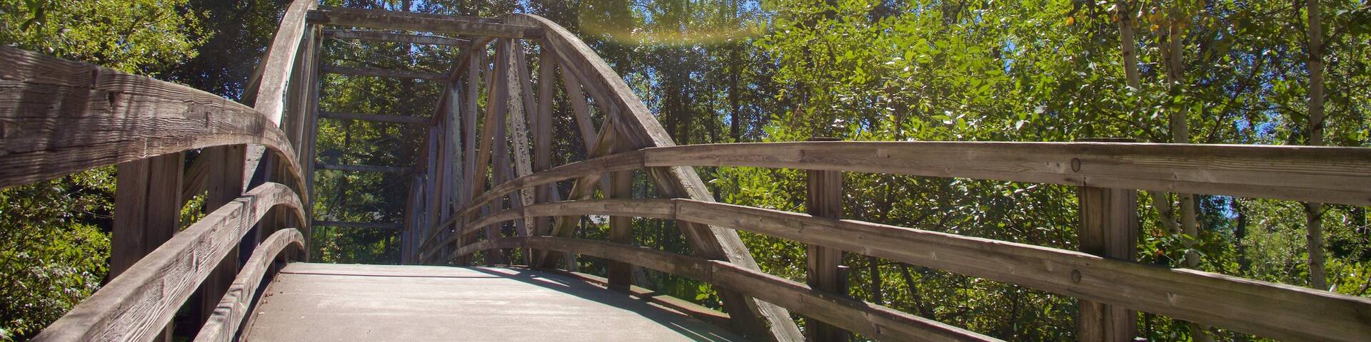 Park at Bothell Landing som inkluderar en bro