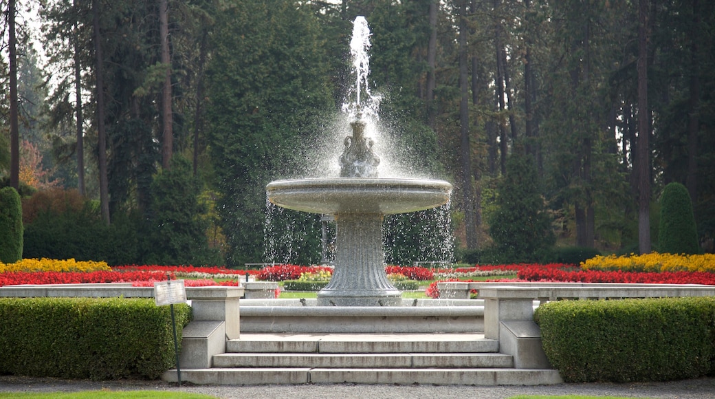 Manito Park showing a fountain and a park