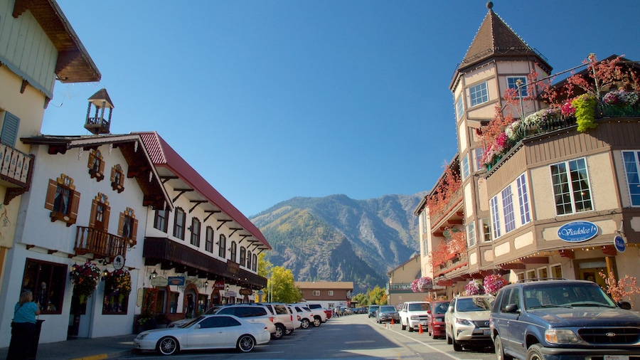Leavenworth ofreciendo una pequeña ciudad o pueblo y escenas urbanas