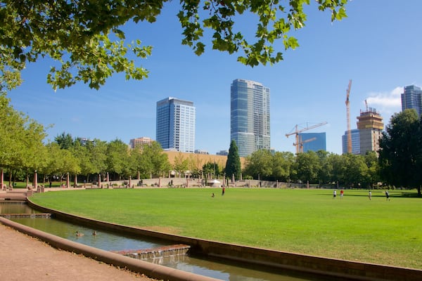 Downtown Park which includes a park and a city