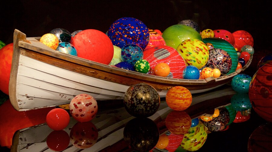 Colorful glass art installation at Chihuly Garden and Glass in Seattle, Washington.