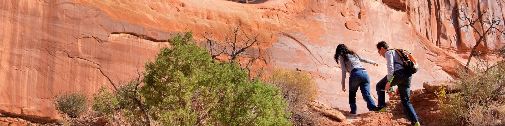 Arches National Park showing tranquil scenes, a gorge or canyon and desert views